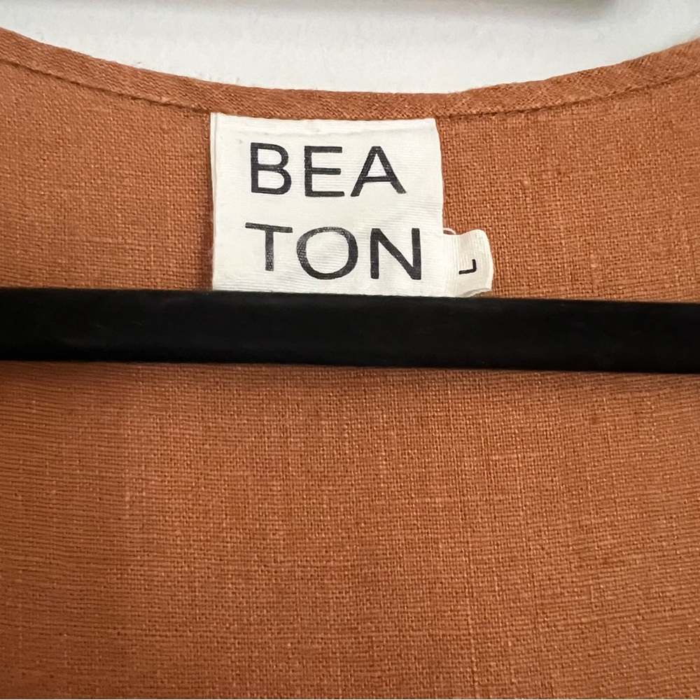 Beaton Rust Linen Gathered Dress - Picture 4 of 7